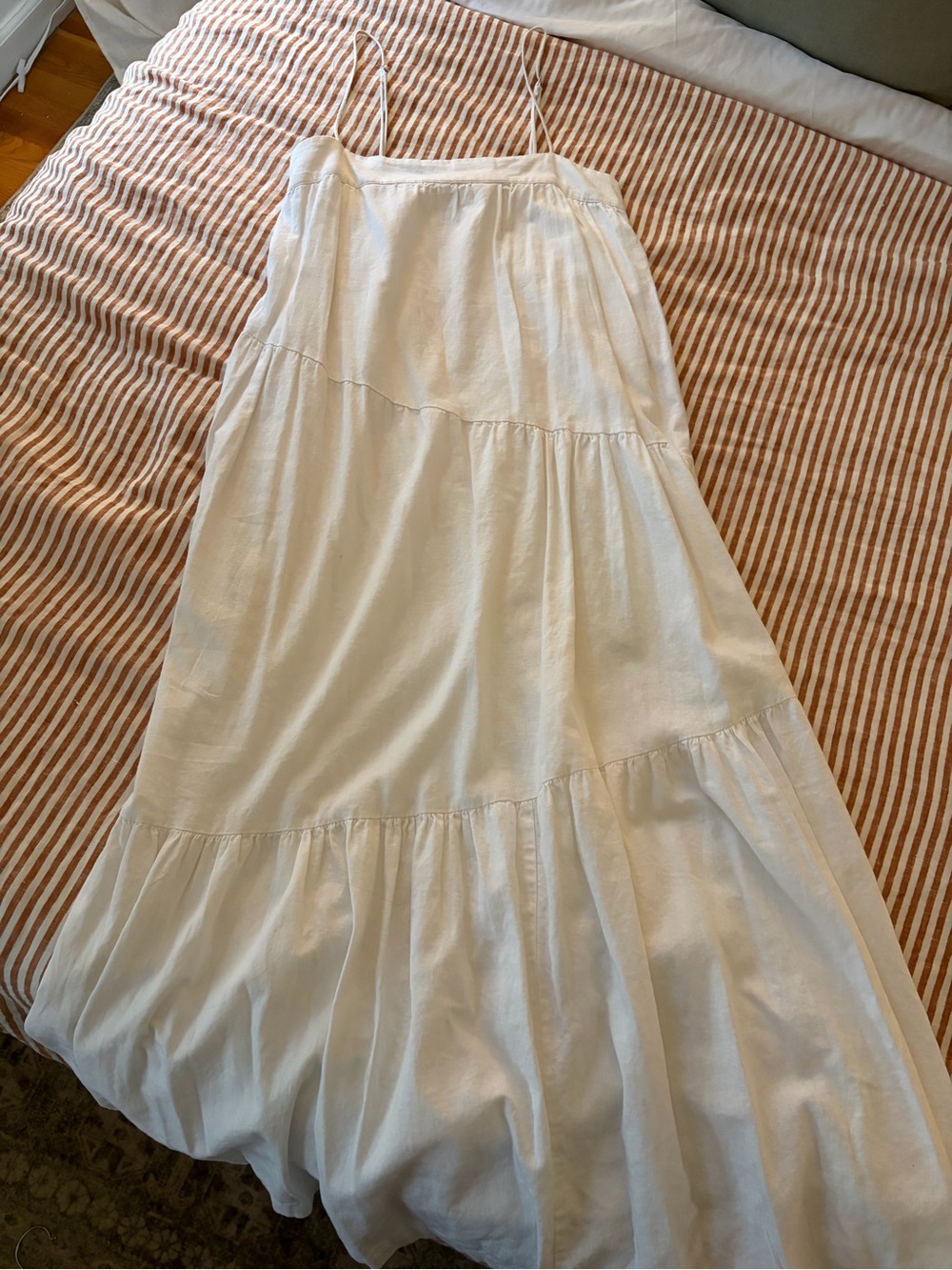Abercrombie & Fitch White Tiered Maxi Dress-Skirt with Spaghetti Straps